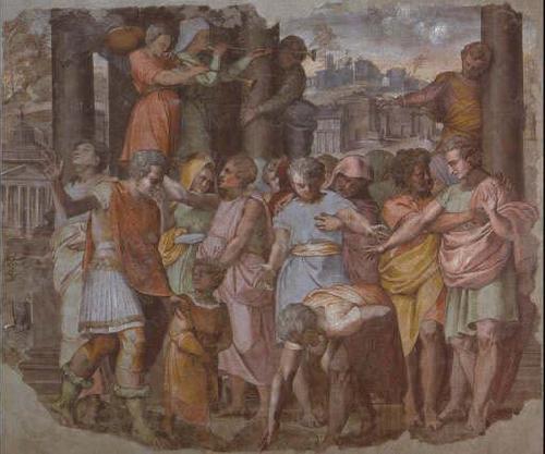 Perino Del Vaga Tarquinius Superbus Founds the Temple of Jove on the Capitol, from Palazzo Baldassini, now in the Uffizi, Florence